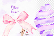 Watercolor Banner pink purple 094, a Graphic by Drawberx (Thumbnail 2 of 6)
