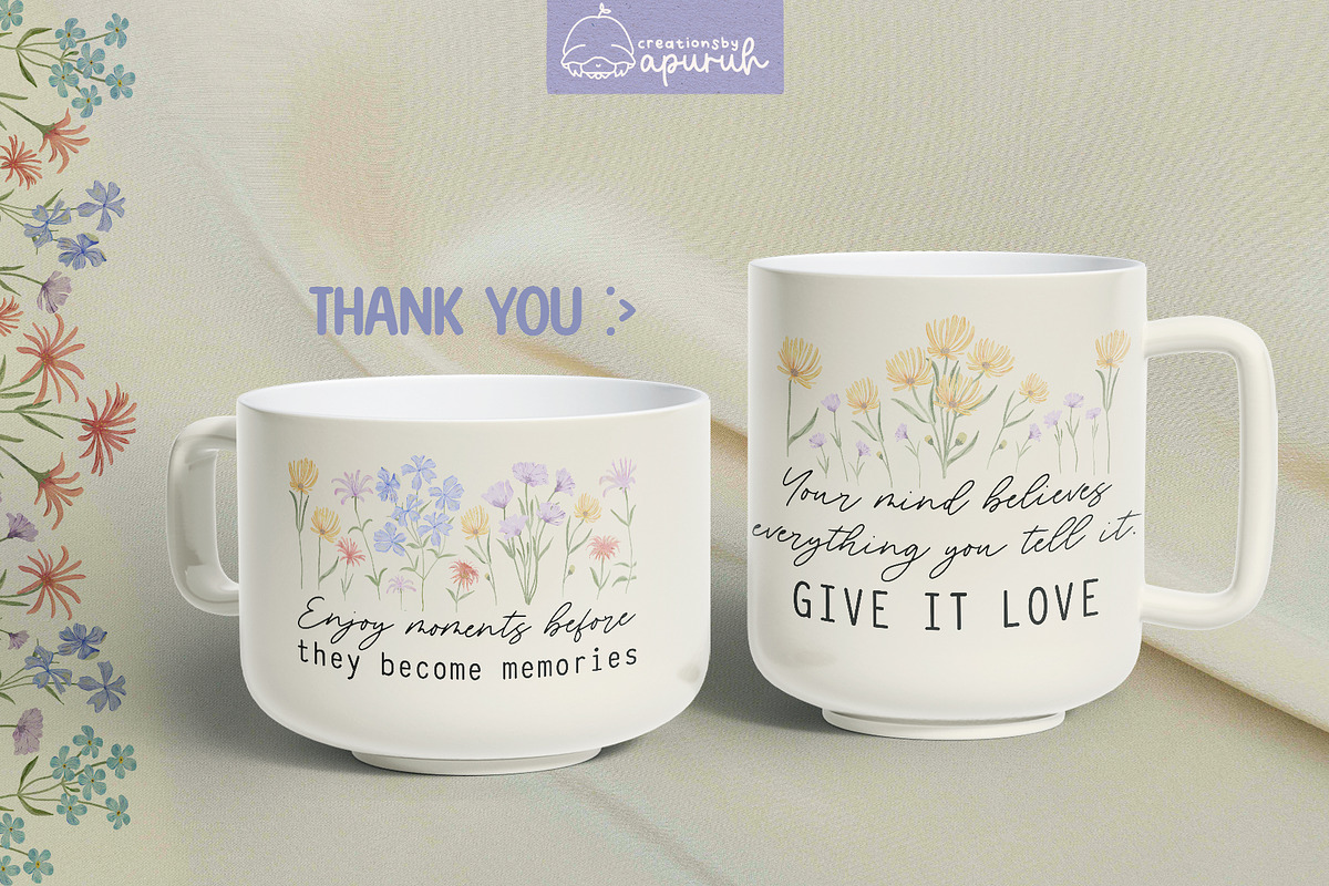 Floral Motivational Self-Care Quotes, a Decorative Illustration by creationsbyapuruh (Photo 7 of 7)