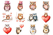 Valentine's Day Owl Clipart, an Illustration by Design Market (Thumbnail 3 of 3)
