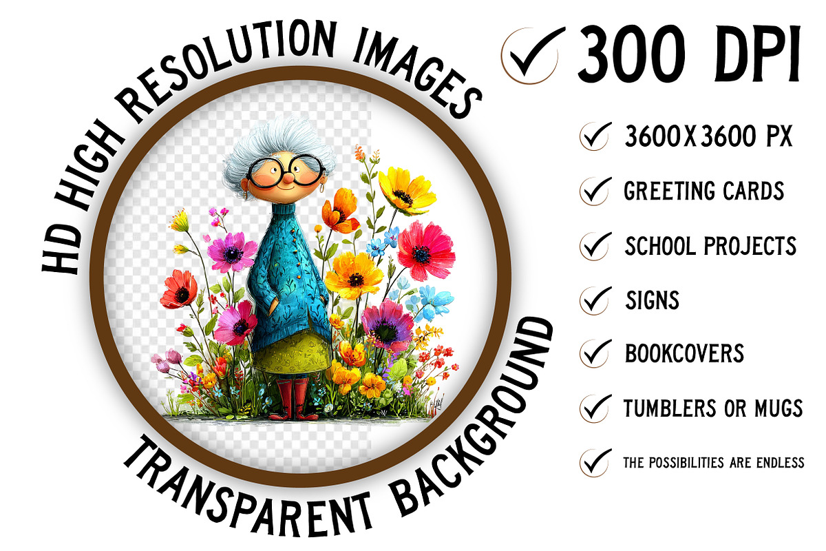 Whimsical Spring Garden Grandma Png, an Illustration by Craft Nest (Photo 2 of 8)