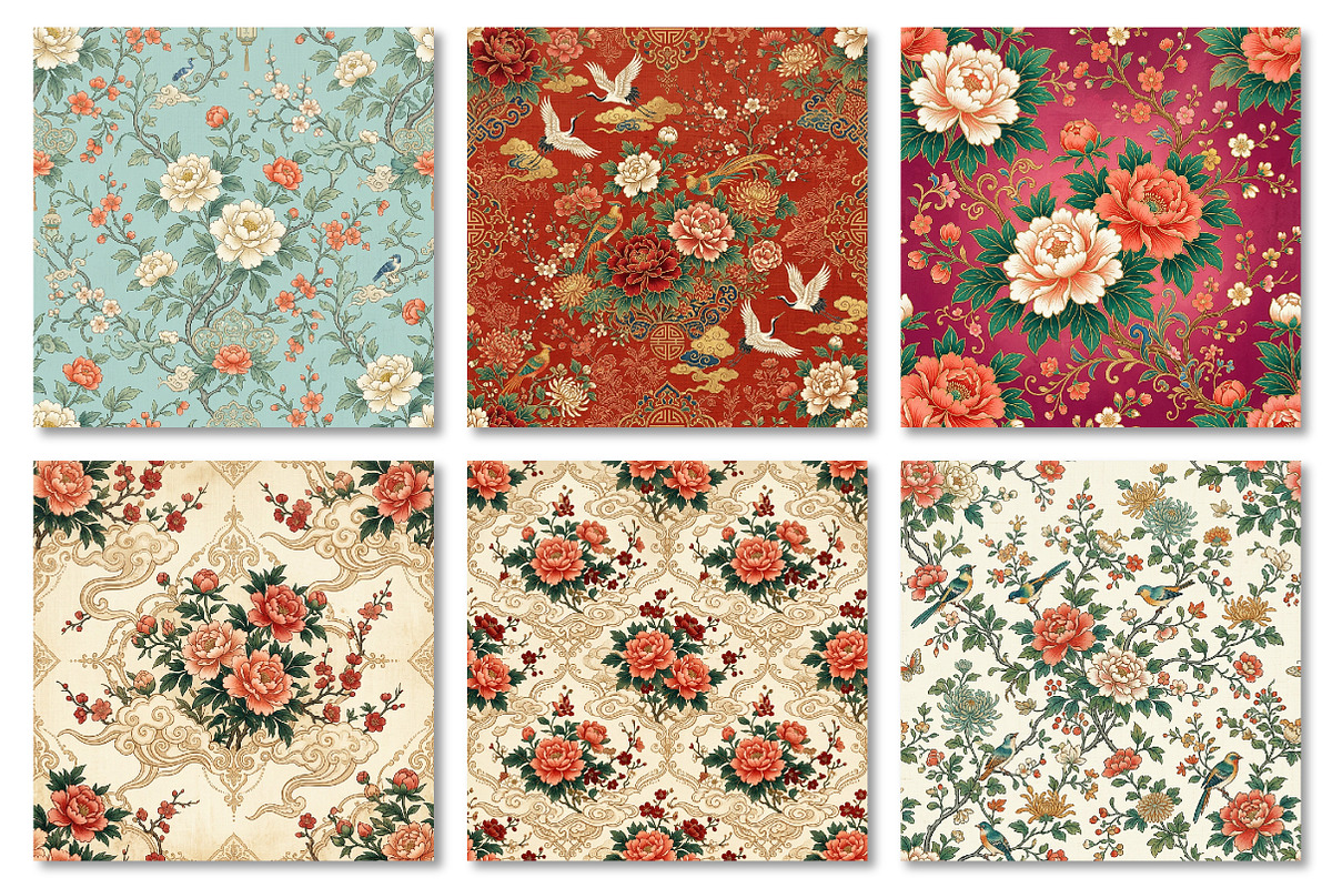 Vintage Chinese Digital Paper, a Texture Graphic by Dream Creation (Photo 2 of 6)