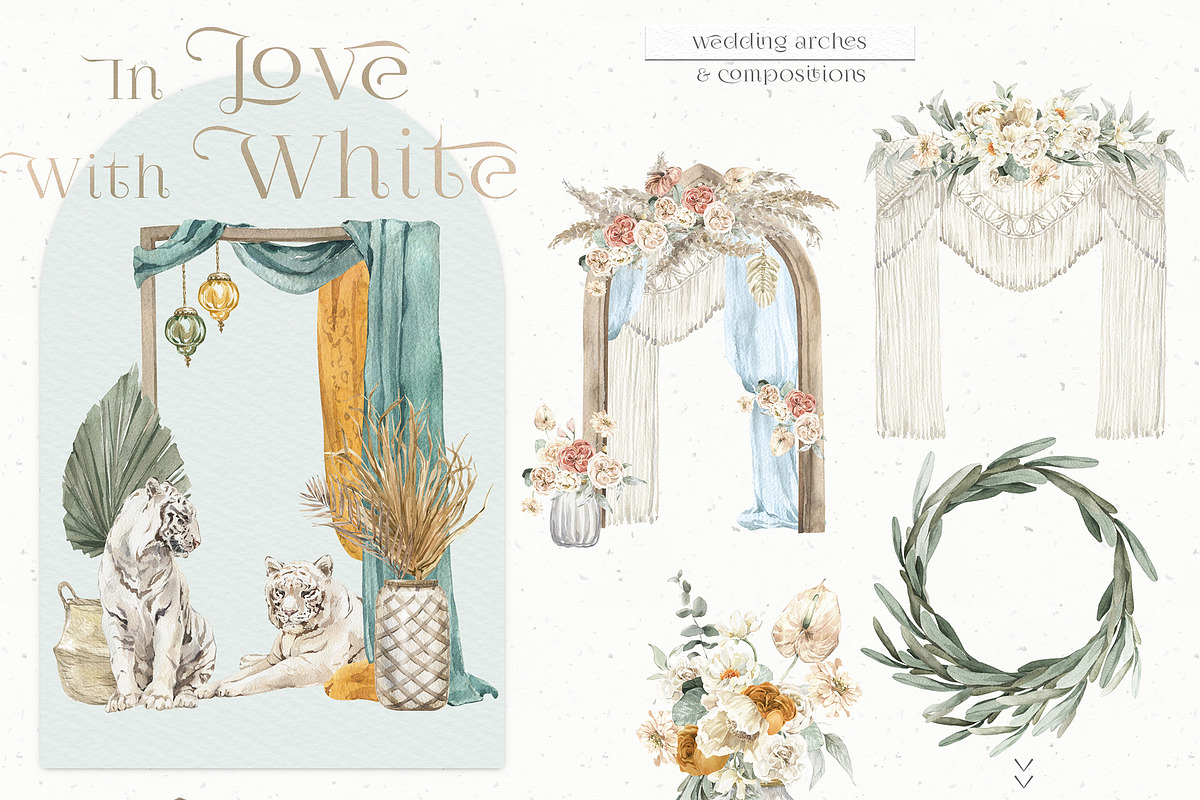 White Wedding Animals & Flowers, an Animal Illustration by Cat In Colour (Photo 5 of 12)