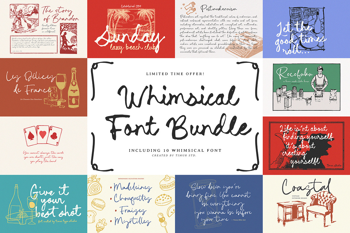 Whimsical Font Bundle - 10 Fonts, a Script Font by Timurtype (Photo 1 of 10)