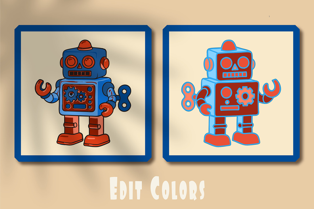 Retro Toy Robots Clipart & Posters, an Object Graphic by Blynn Pippen (Photo 18 of 23)