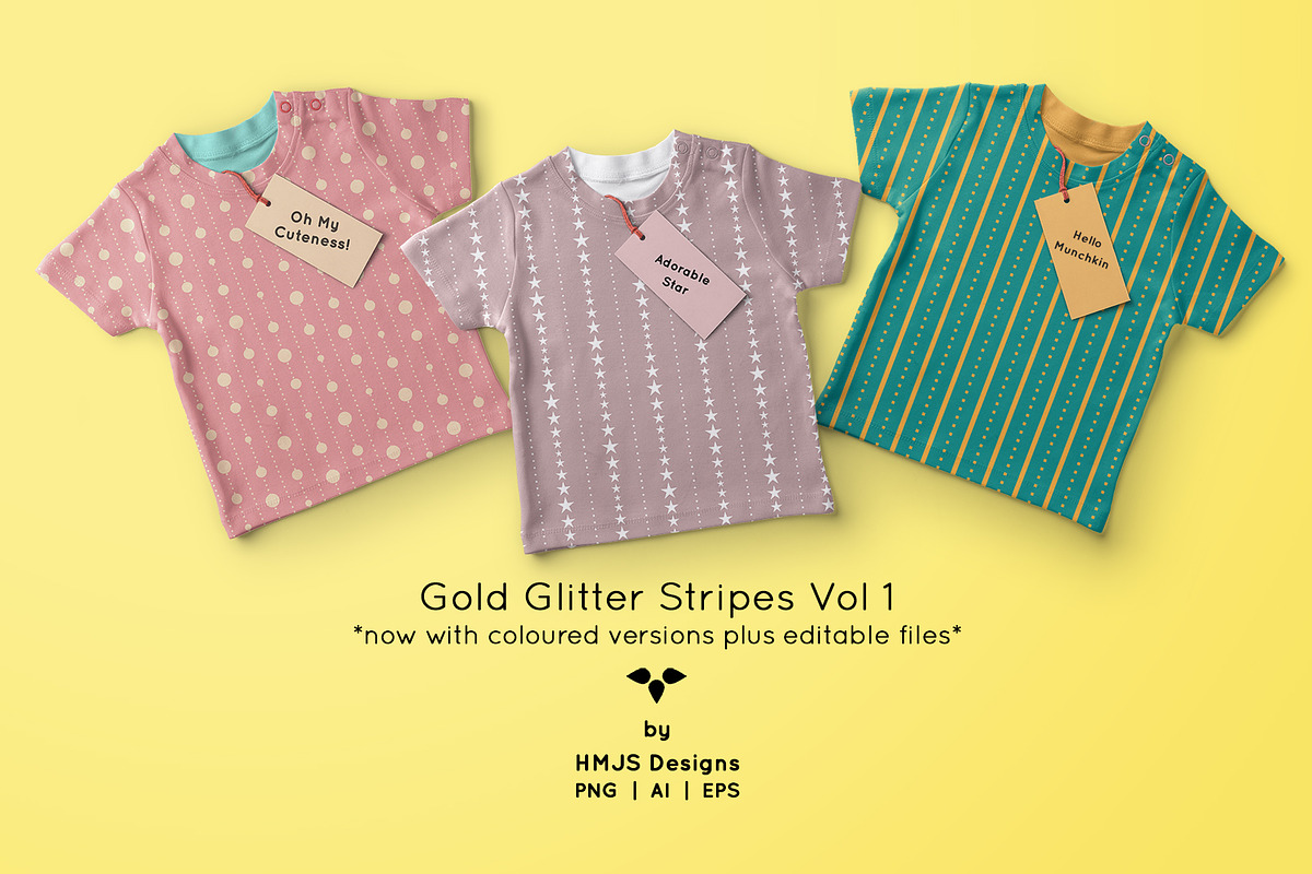 Gold Glitter Stripes, Vol 1, a Pattern Graphic by HMJS Designs (Photo 1 of 7)