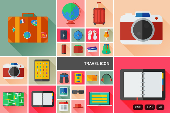 24 Flat Travel Vector Icon