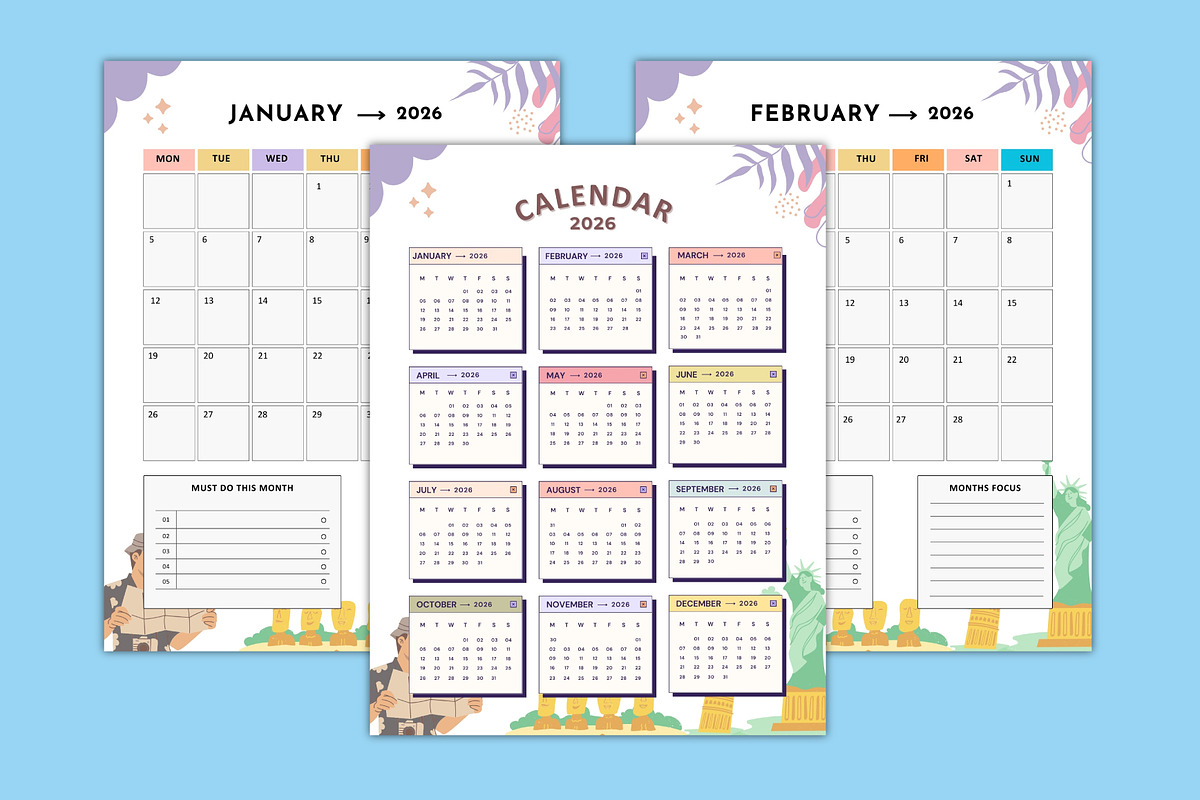 2025-2026 Travel Planner Canva, a Stationery Template by Designmela01 (Photo 4 of 7)