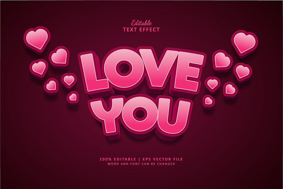 Text Effect Love You, a Layer Style Add-On by Navy Graphic (Photo 1 of 2)