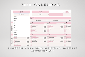 Digital Bill Calendar Spreadsheet