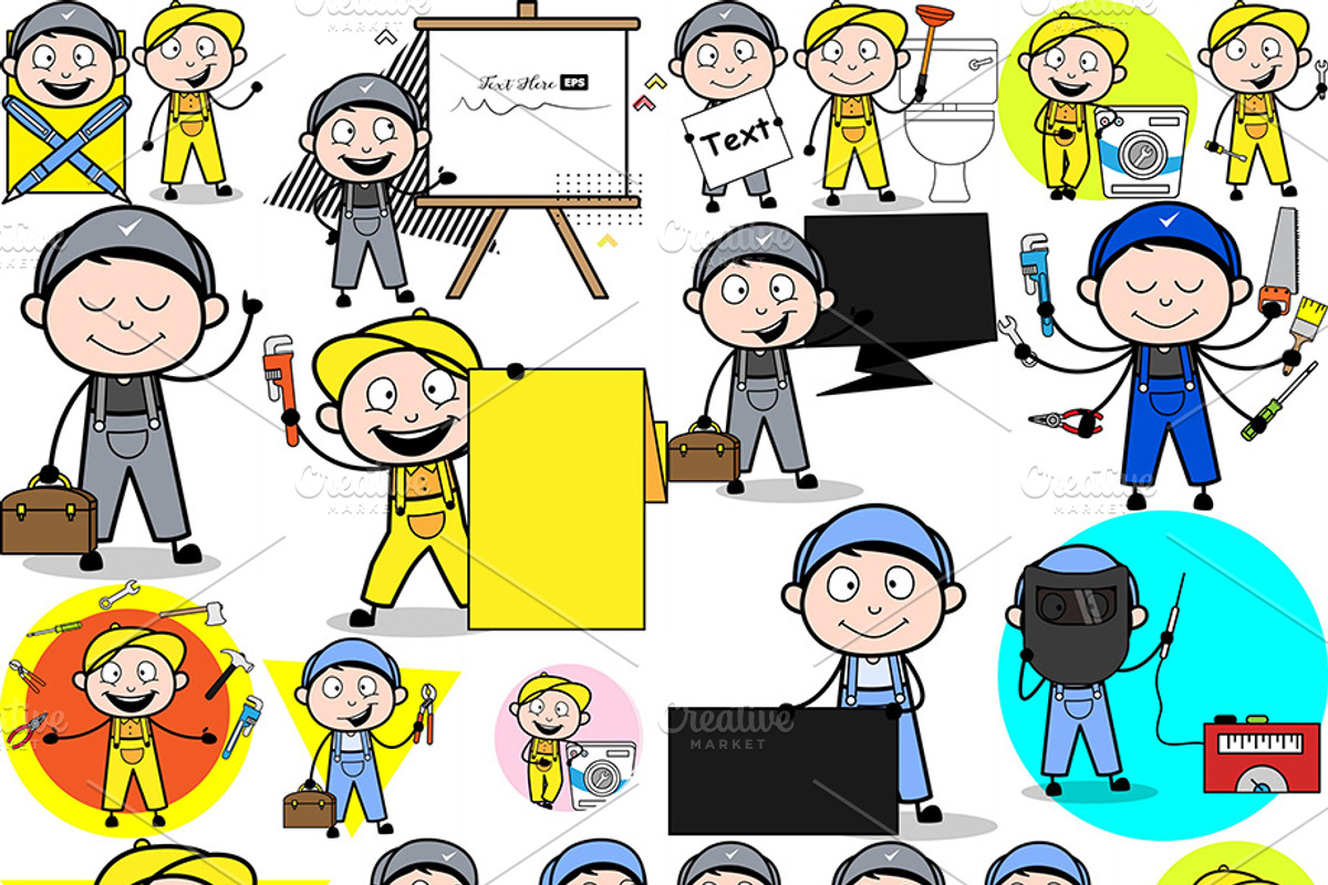 Repairman ~ Cartoon Character Set, a Person Illustration by The Toon Company (Photo 7 of 9)