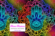 Neon Hamsa Seamless Pattern, a Pattern Graphic by Elen-Lane (Thumbnail 1 of 2)