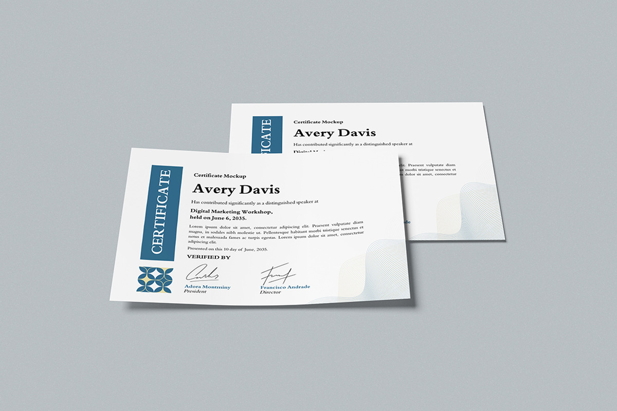 Certificate Mockup, a Product Mockup by swsi-studio (Photo 2 of 5)