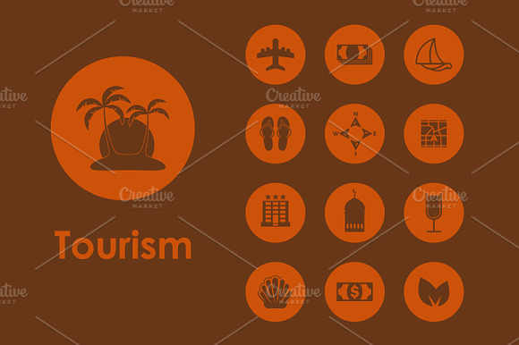 Set Of Tourism Simple Icons