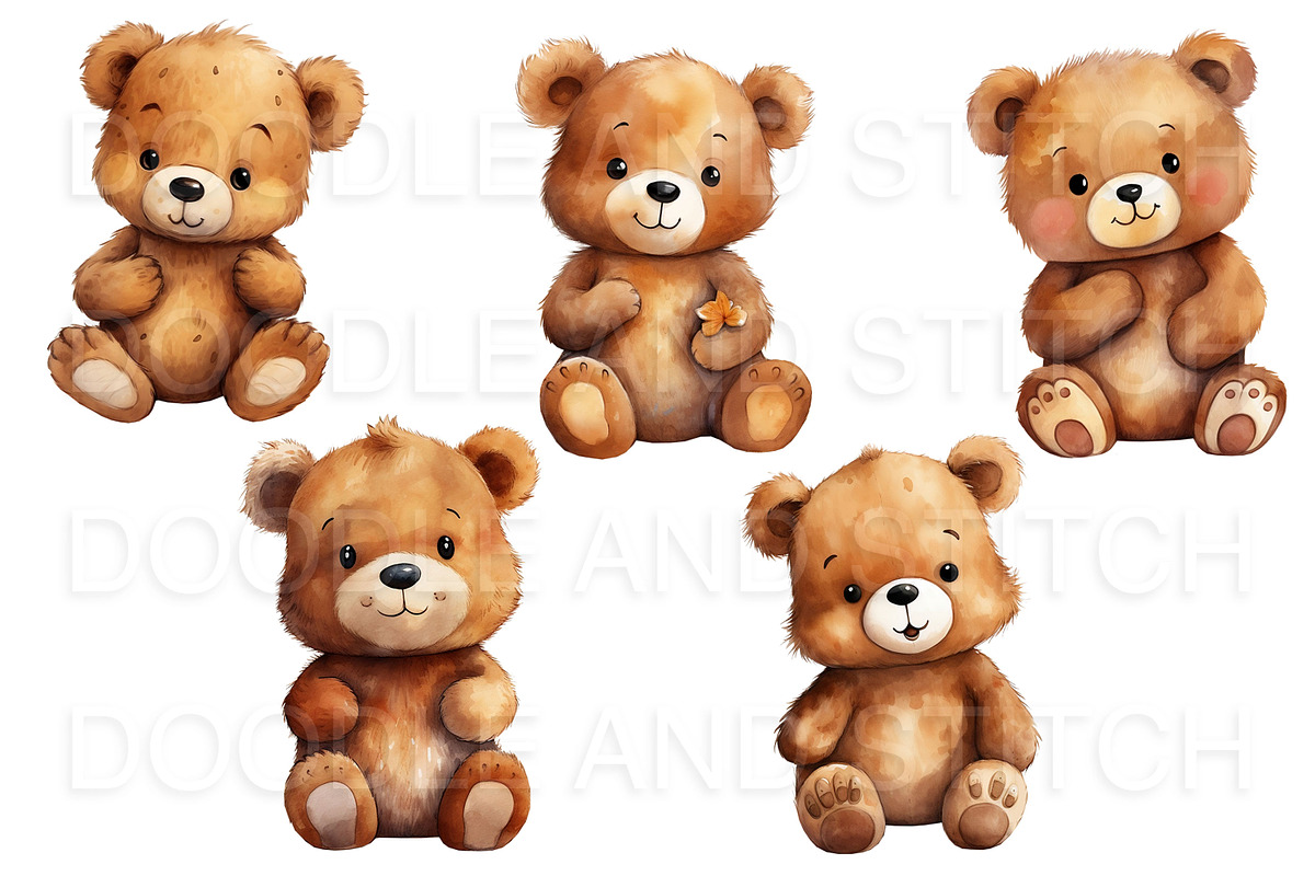 Cute Watercolor Bear Illustrations, an Animal Illustration by Doodle and Stitch (Photo 2 of 3)