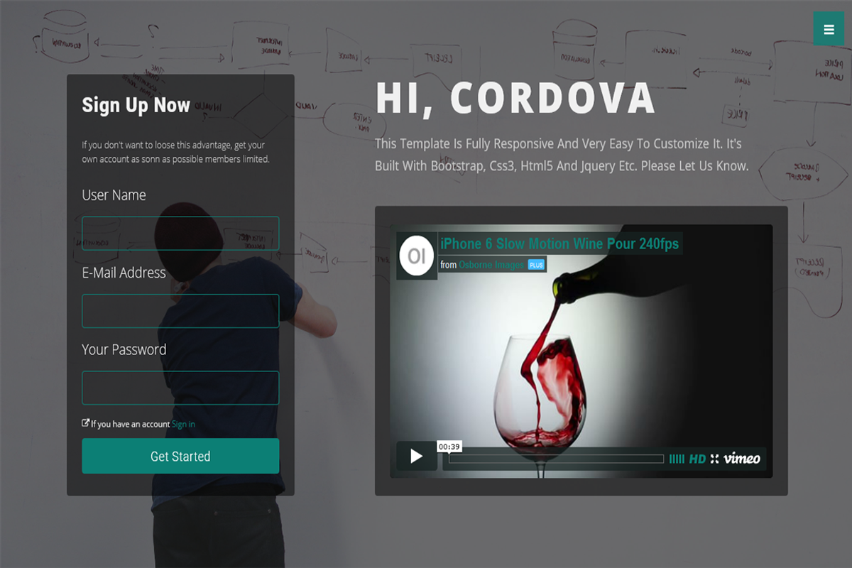 Cordova-Responsive One Page Template, a Bootstrap Template by Script Eden (Photo 1 of 3)