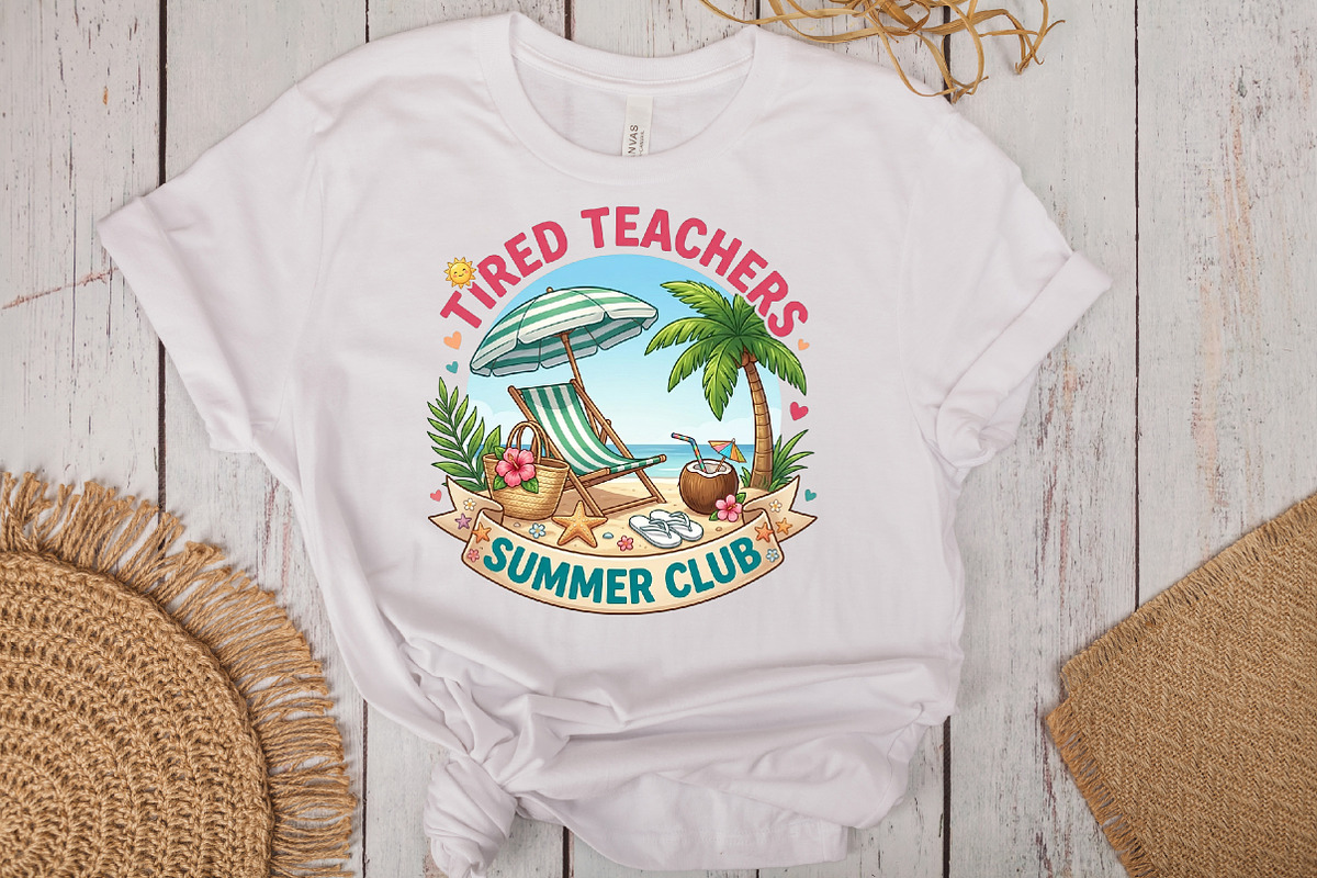 Tired Teachers Summer Club PNG, an Illustration by CraftArtStudio (Photo 3 of 4)
