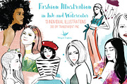 Fashion illustration ink watercolor, a Person Illustration by Winged Graphics (Thumbnail 1 of 5)