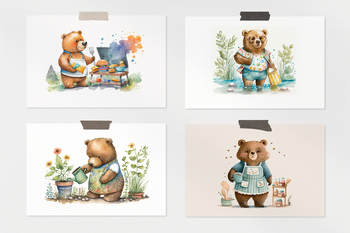 Cute Bears Watercolor Collection, a Decorative Illustration by artsy-fartsy (Photo 5 of 12)