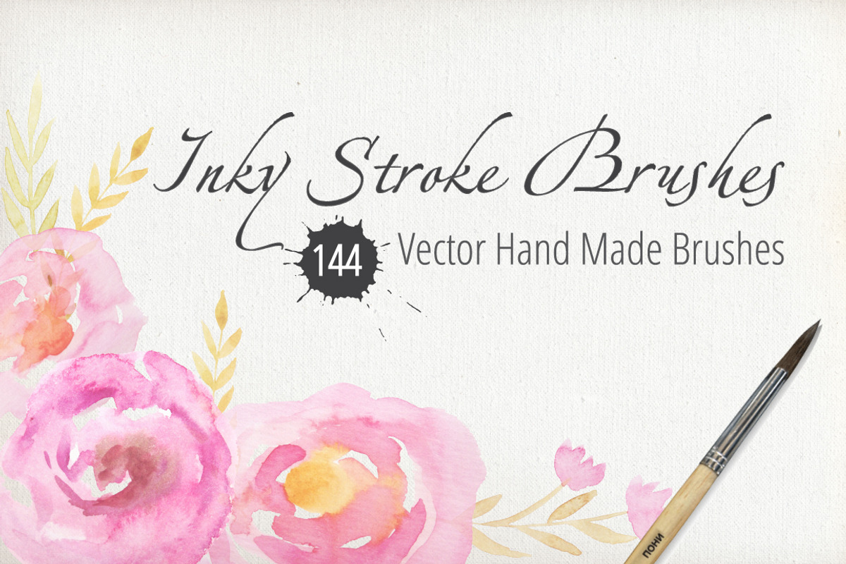 50% SALE 144 Vector Inky Brushes, a Brush Add-On by LarysaZabrotskaya (Photo 1 of 6)