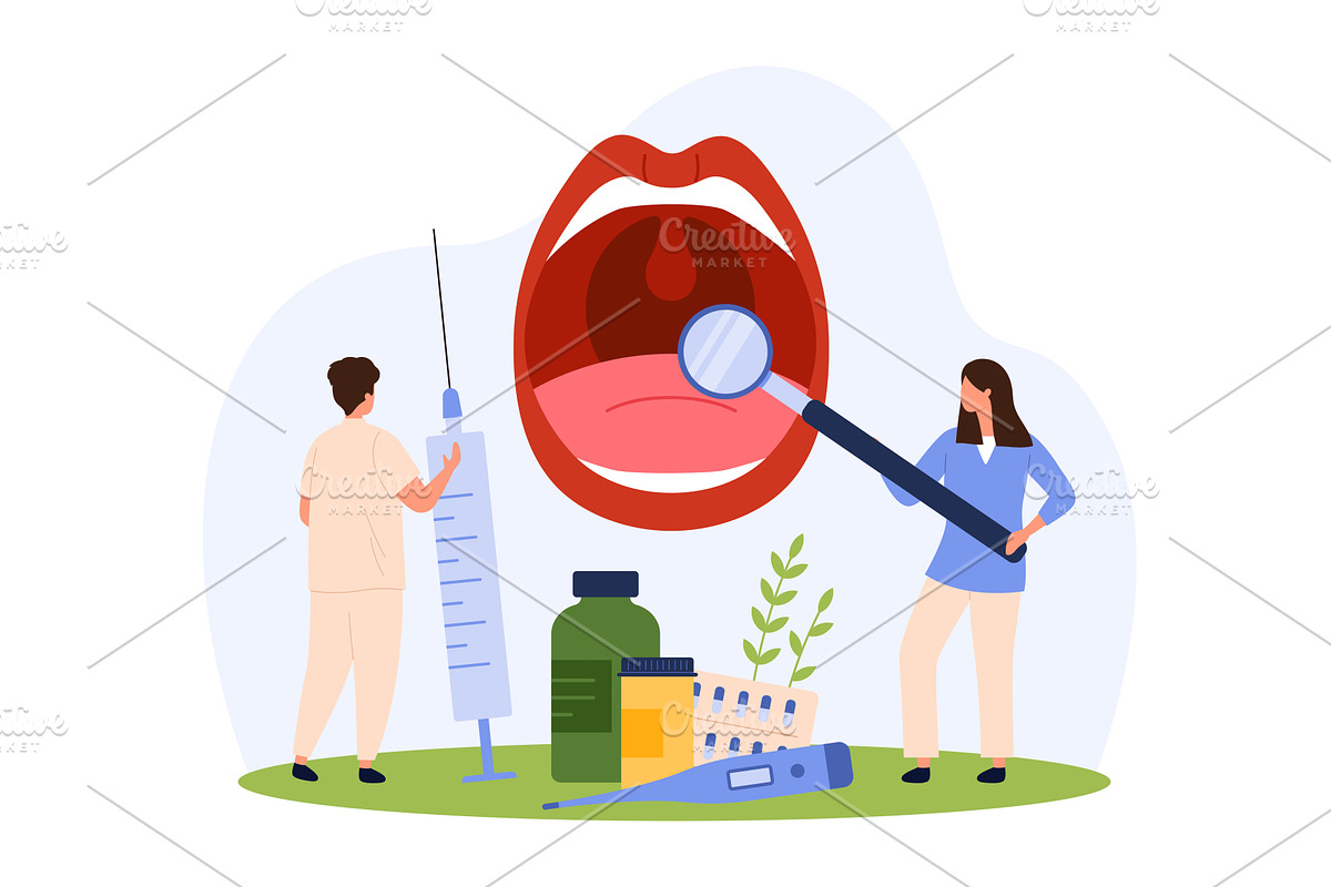 Diagnosis and treatment of throat, an Object Illustration by Flashvector