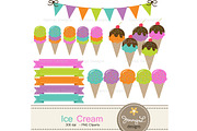 Ice Cream Digital Papers and Clipart, a Pattern Graphic by JennyL Designs (Thumbnail 2 of 5)