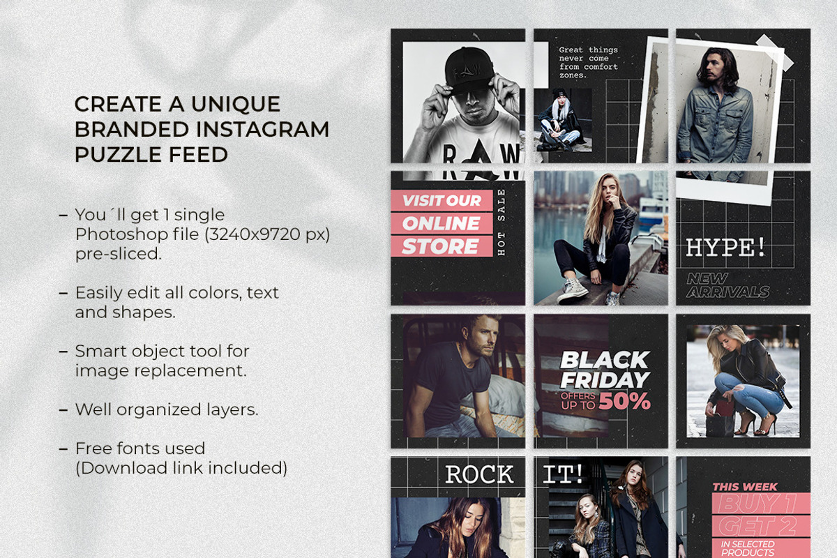 Grid - Instagram Puzzle Feed, a Social Media Template by Plan B (Photo 2 of 6)