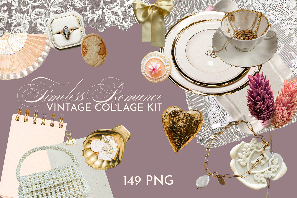 Pearl & Lace: Romantic Collage Kit, an Object Graphic by Anzhelika (Photo 1 of 10)