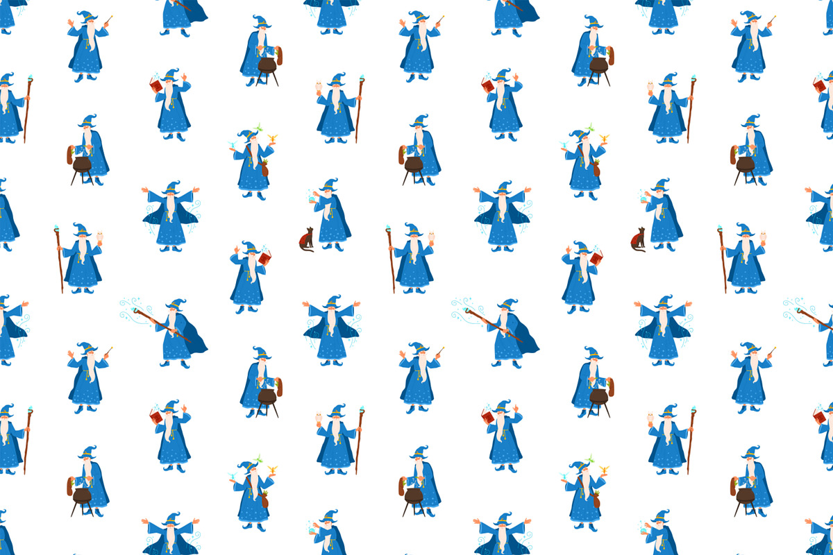 Wizard character set and seamless, a Person Illustration by Good Studio (Photo 2 of 4)