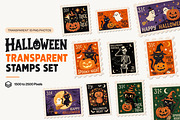 Halloween Transparent Stamps Set PNG, an Object Graphic by iHemalaya (Thumbnail 1 of 5)