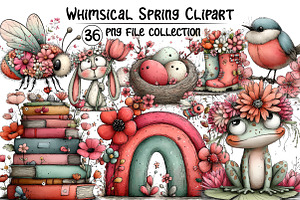Whimsical Spring Clipart Bundle, an Illustration by Dream Creation