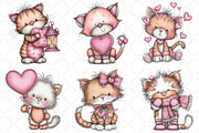Whimsical Valentine Cat Clipart, an Illustration by Black Bird Studio (Thumbnail 3 of 6)