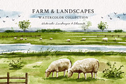 Watercolor Farm & Landscapes, an Animal Illustration by Yorda Studio (Thumbnail 1 of 11)