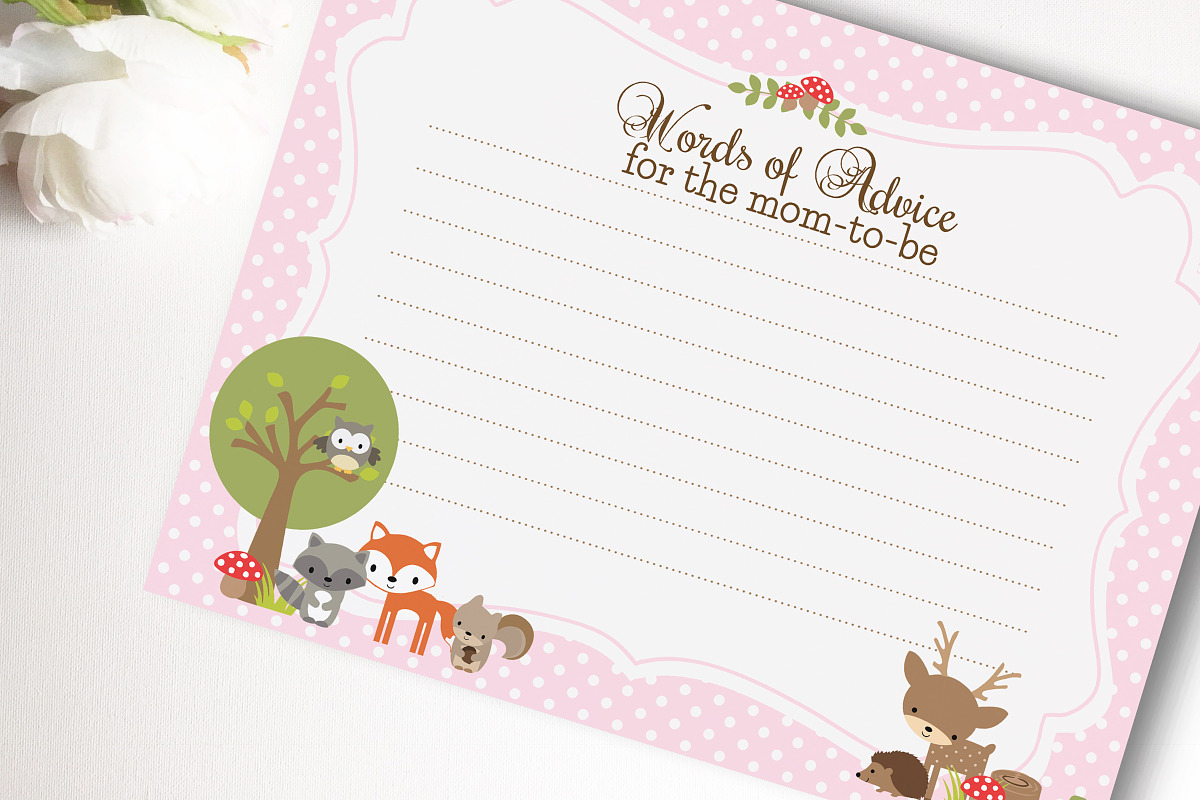 Woodland pink advice card, a Templates & Theme by ThePaperOwl (Photo 1 of 2)
