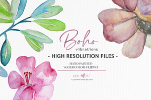 Spring Boho Watercolor Flowers