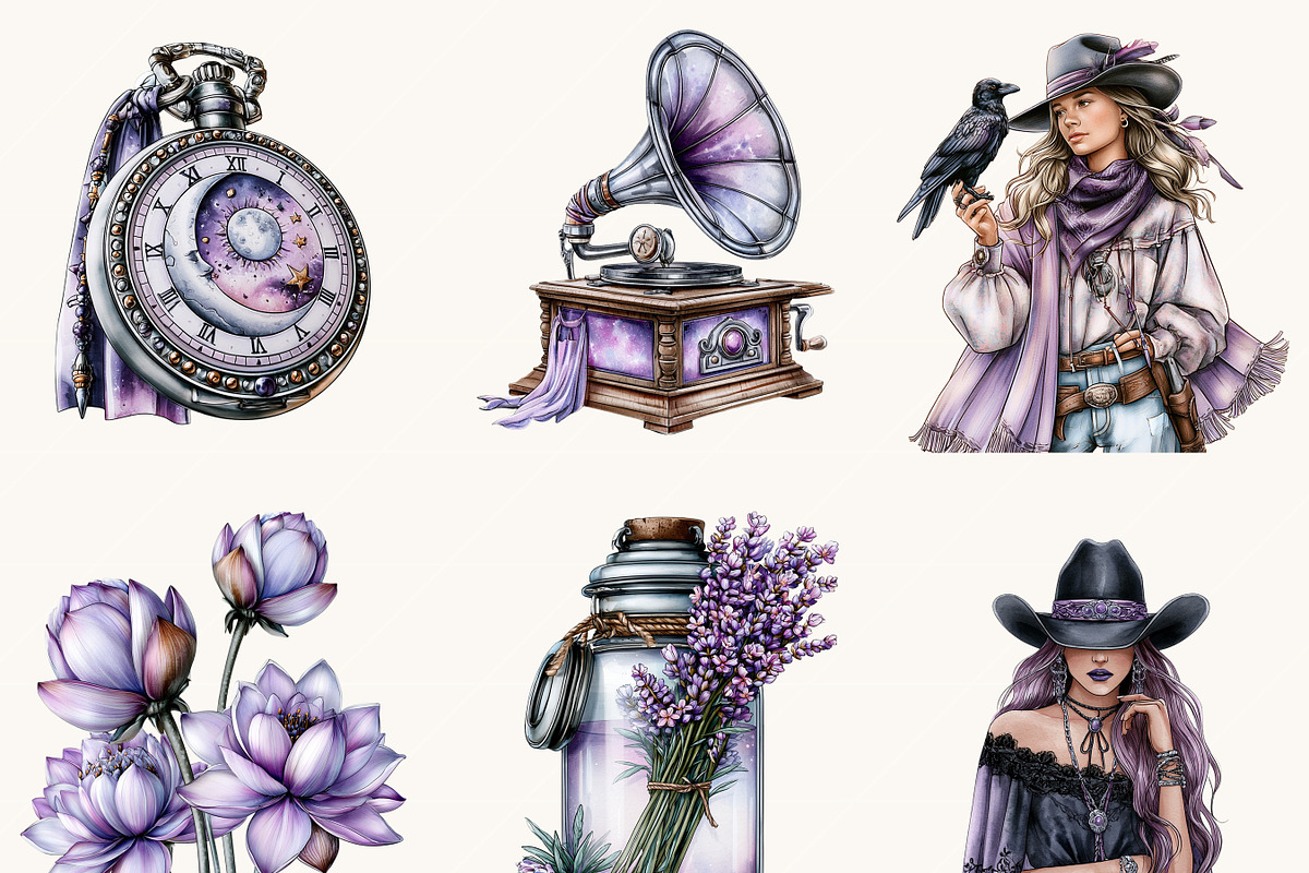 Gothic Western Fashion Clipart, a Person Illustration by BusyDaydesign (Photo 4 of 9)