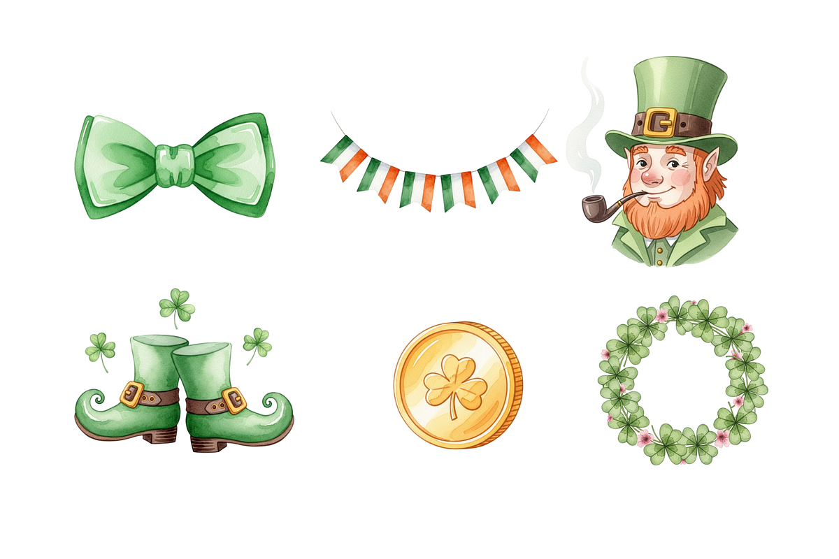 Watercolor St. Patrick’s Day Clipart, a Seasonal Illustration by BerryPieArt (Photo 4 of 4)