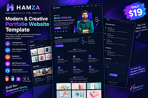 Hamza - Dark Portfolio CV HTML, a Bootstrap Template by Themeplaza