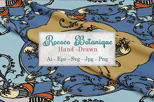 Rococo Botanique Silk Scarves Design, a Decorative Illustration by ilustrinna