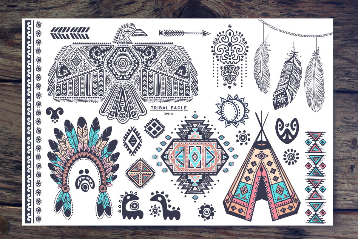 Bohemian style American Indian icons, a Decorative Illustration by Transia (Photo 1 of 3)