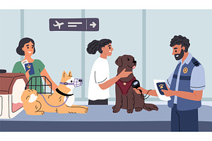 People travel with dogs in transport, a Transportation Illustration by YummyBuum