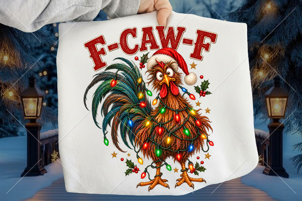 Funny Christmas Chicken F-CAW-E PNG, a Seasonal Illustration by Canvas Craft (Photo 1 of 6)