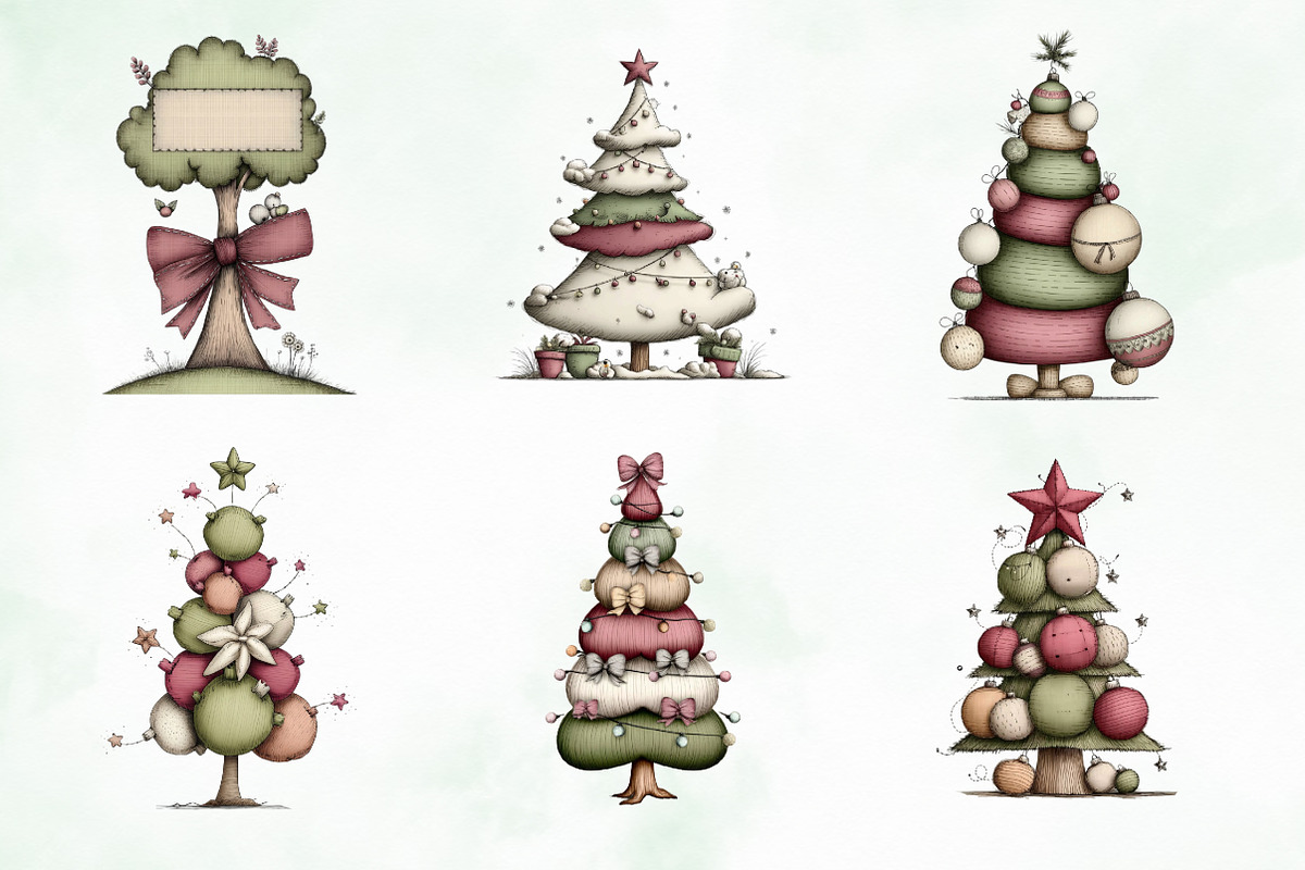 Whimsical Christmas Tree Clipart, an Illustration by Creative Art (Photo 3 of 11)