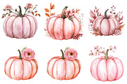 Pink Pumpkin Halloween Clipart PNG, an Illustration by Watercolor design (Thumbnail 4 of 5)