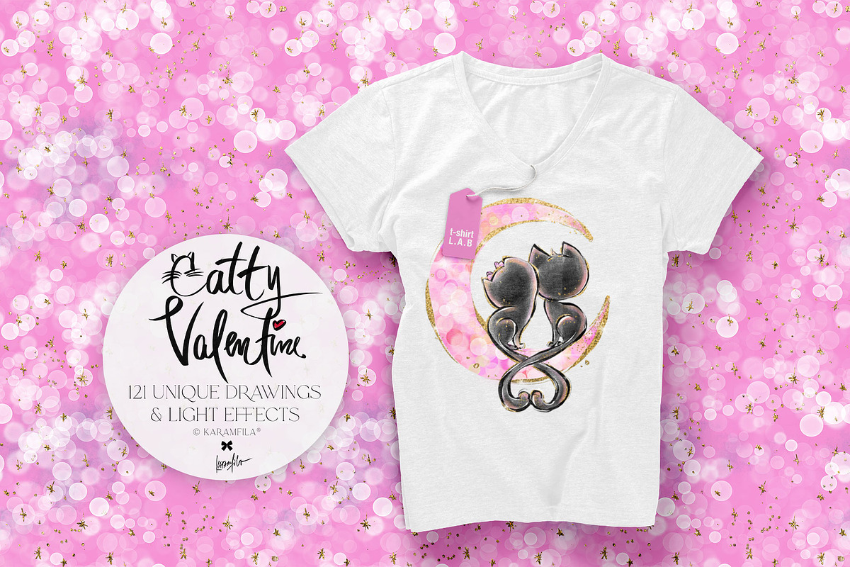 Valentine Cats Glitter Clipart PNG, an Animal Illustration by KaramfilaS (Photo 3 of 14)