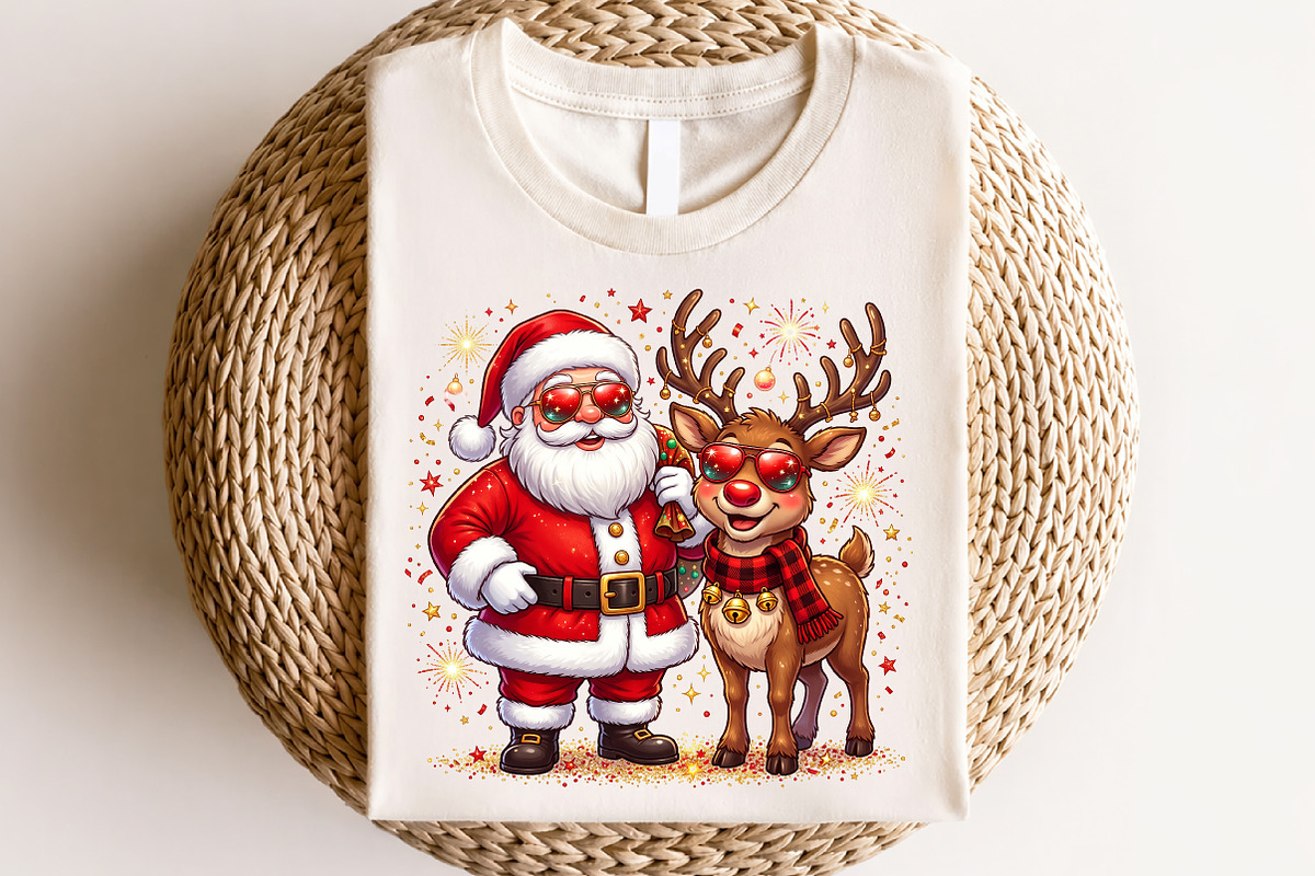 Santa & Reindeer Christmas PNG, a Seasonal Illustration by CraftArtStudio (Photo 4 of 4)