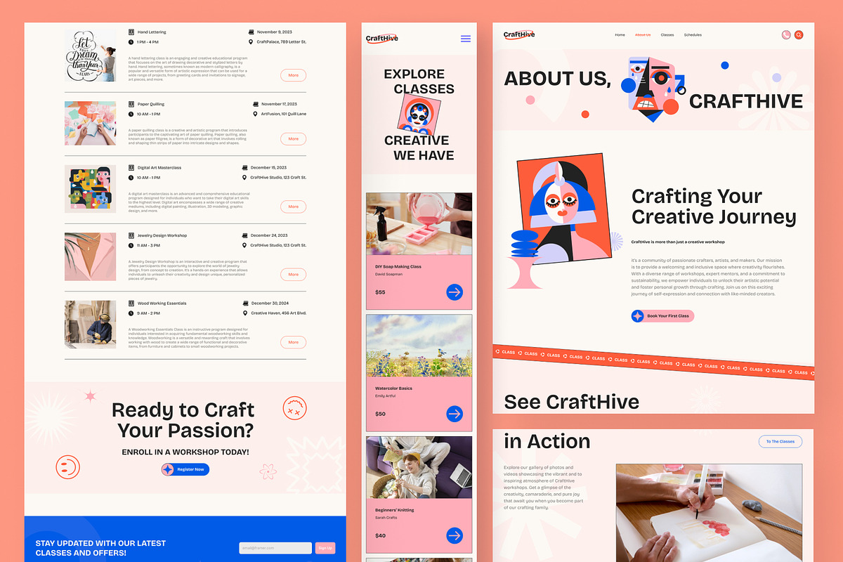 CraftHive - Creative Workshop Framer, a Websites & App Template by peterdraw (Photo 3 of 5)