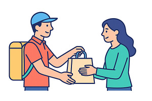 Delivery person handing over a, a Person Illustration by ZinetroN