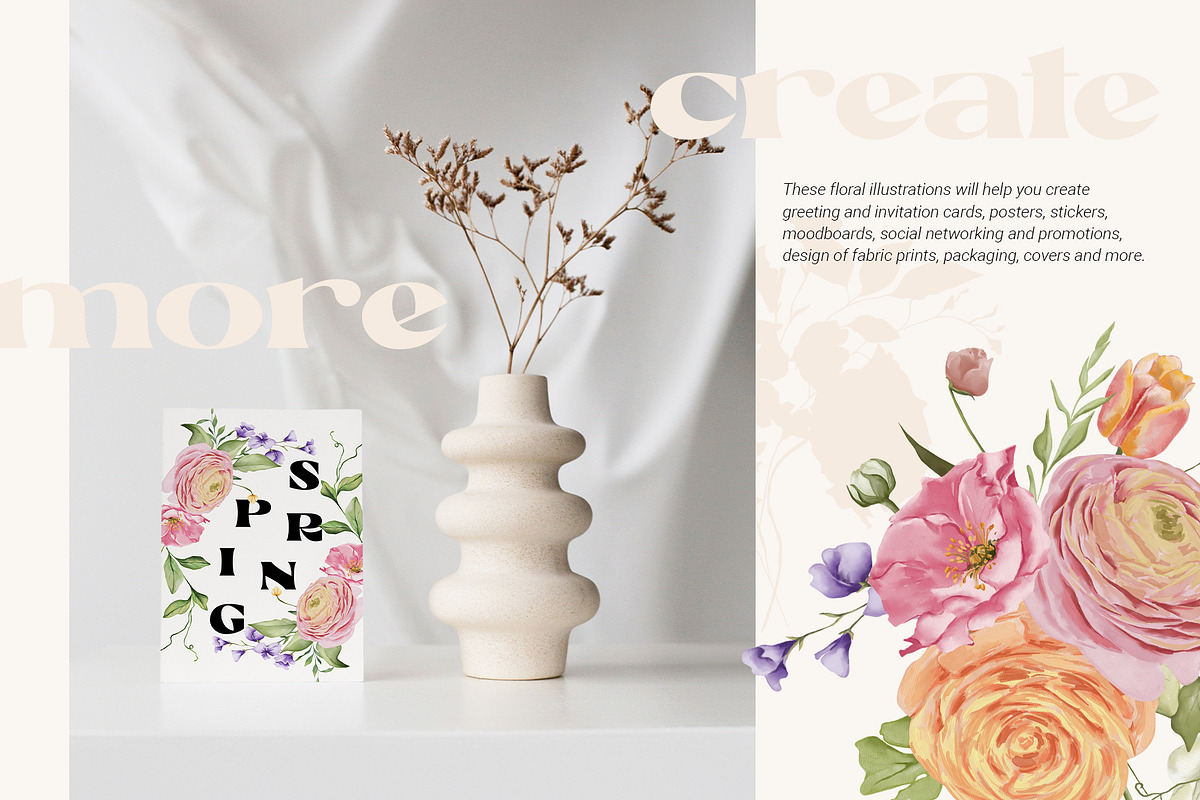 SPRING watercolor floral set, a Decorative Illustration by Yuliia Lashevska (Photo 2 of 14)