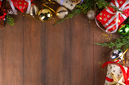Christmas and New Year gift boxes background, a Holiday Photo by Rimma