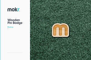 Wood Pin Badge Mockup